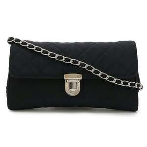 PRADA Prada Chain Bag, Shoulder Clutch Quilted Nylon and Leather, Black, 1BH584